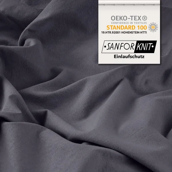 Premium Spannbettlaken 90x200 – passt bis 100x220 cm - Grau - Detail - mobile