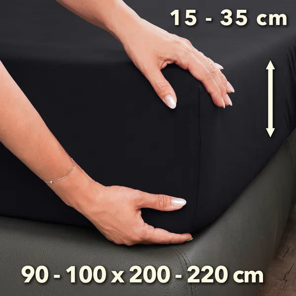 Premium Spannbettlaken 90x200 – passt bis 100x220 cm - Anthrazit - Größe - mobile