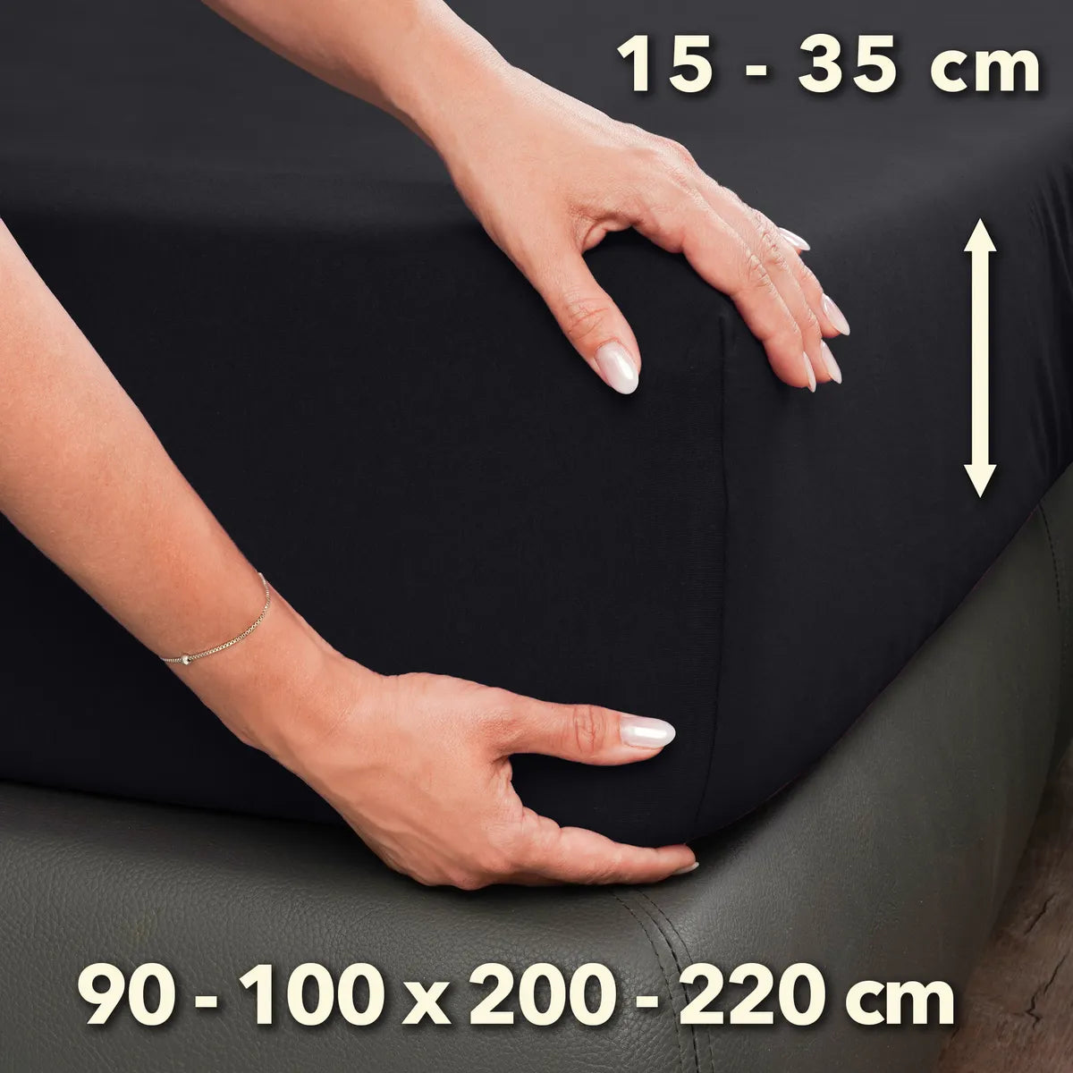 Premium Spannbettlaken 90x200 – passt bis 100x220 cm - Anthrazit - Größe