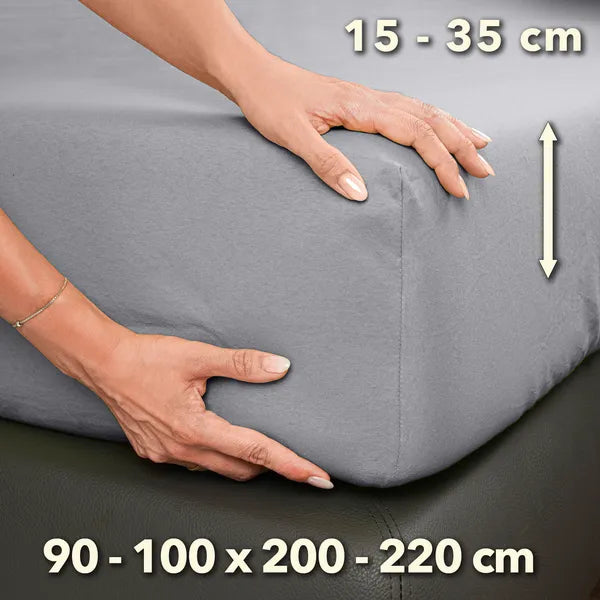 Premium Spannbettlaken 90x200 – passt bis 100x220 cm - Silber - Größe - mobile