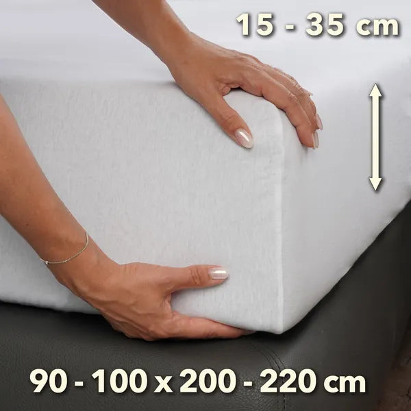 Premium Spannbettlaken 90x200 – passt bis 100x220 cm - Weiß - Größe - mobile