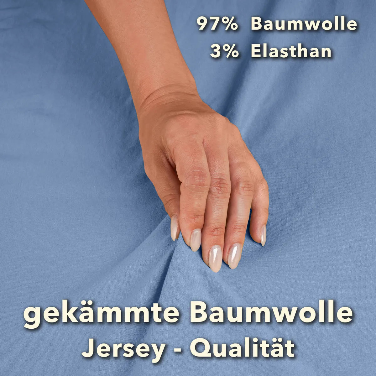 Premium Spannbettlaken 90x200 – passt bis 100x220 cm - Mittelblau - Qualität