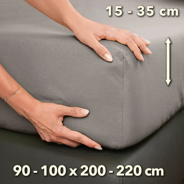 Premium Spannbettlaken 90x200 – passt bis 100x220 cm - Taupe - Größe - mobile
