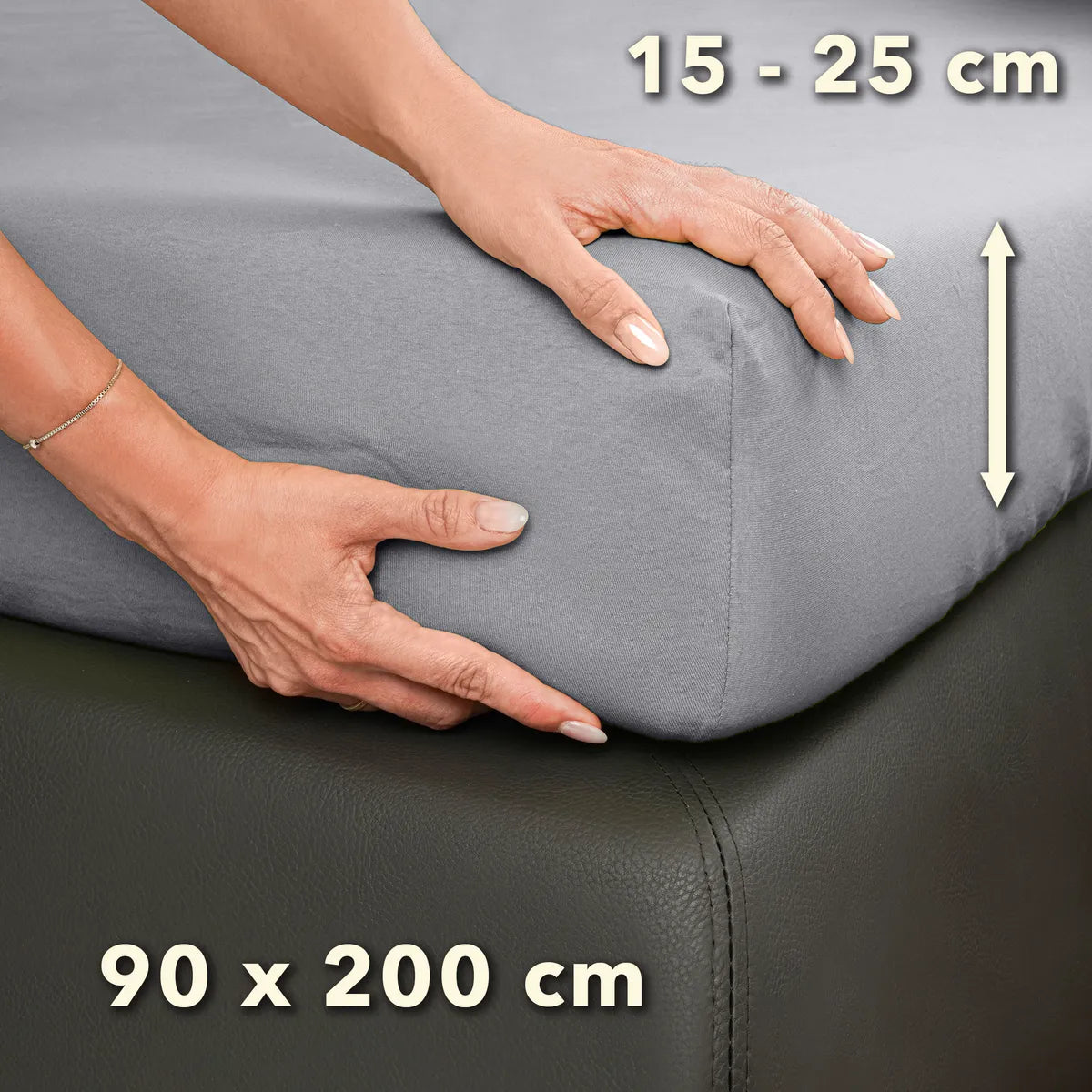 Basic Spannbettlaken 90x200 aus Jersey-Baumwolle in Silber - Größe