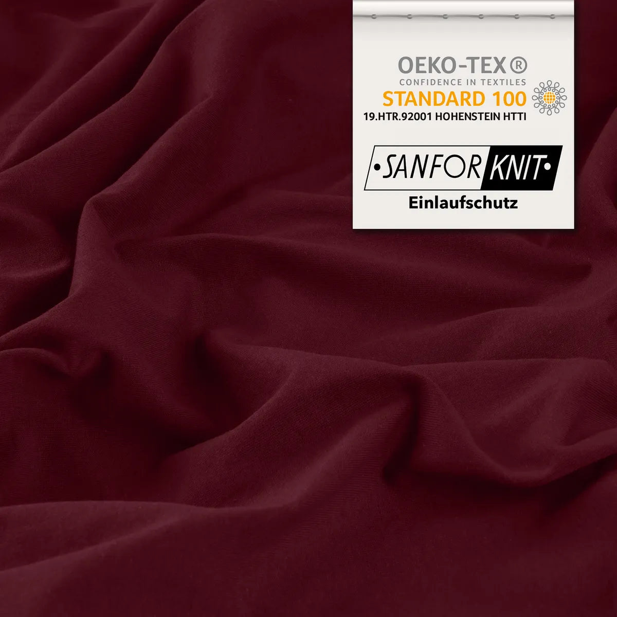 Basic Spannbettlaken 90x200 aus Jersey-Baumwolle in Bordeaux - Detail
