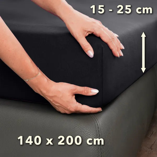 Basic Spannbettlaken 140x200 aus Jersey-Baumwolle in Anthrazit - Größe - mobile