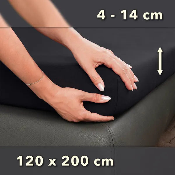 Topper Spannbettlaken 120x200 aus Jersey-Baumwolle - Anthrazit - Größe - mobile