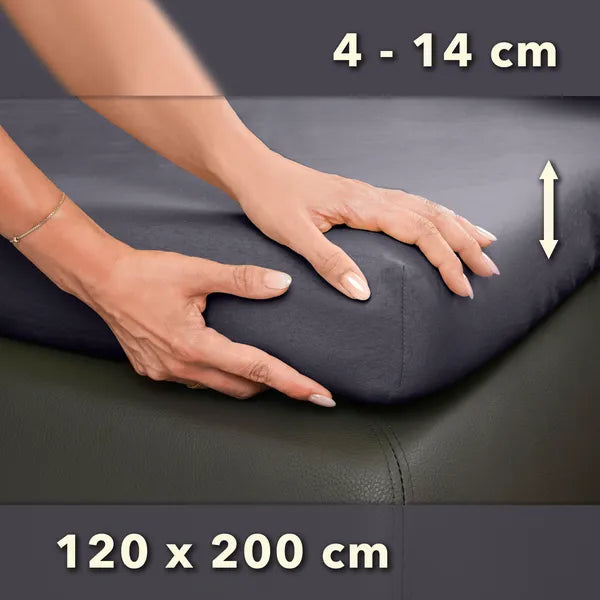 Topper Spannbettlaken 120x200 aus Jersey-Baumwolle - Grau - Größe - mobile