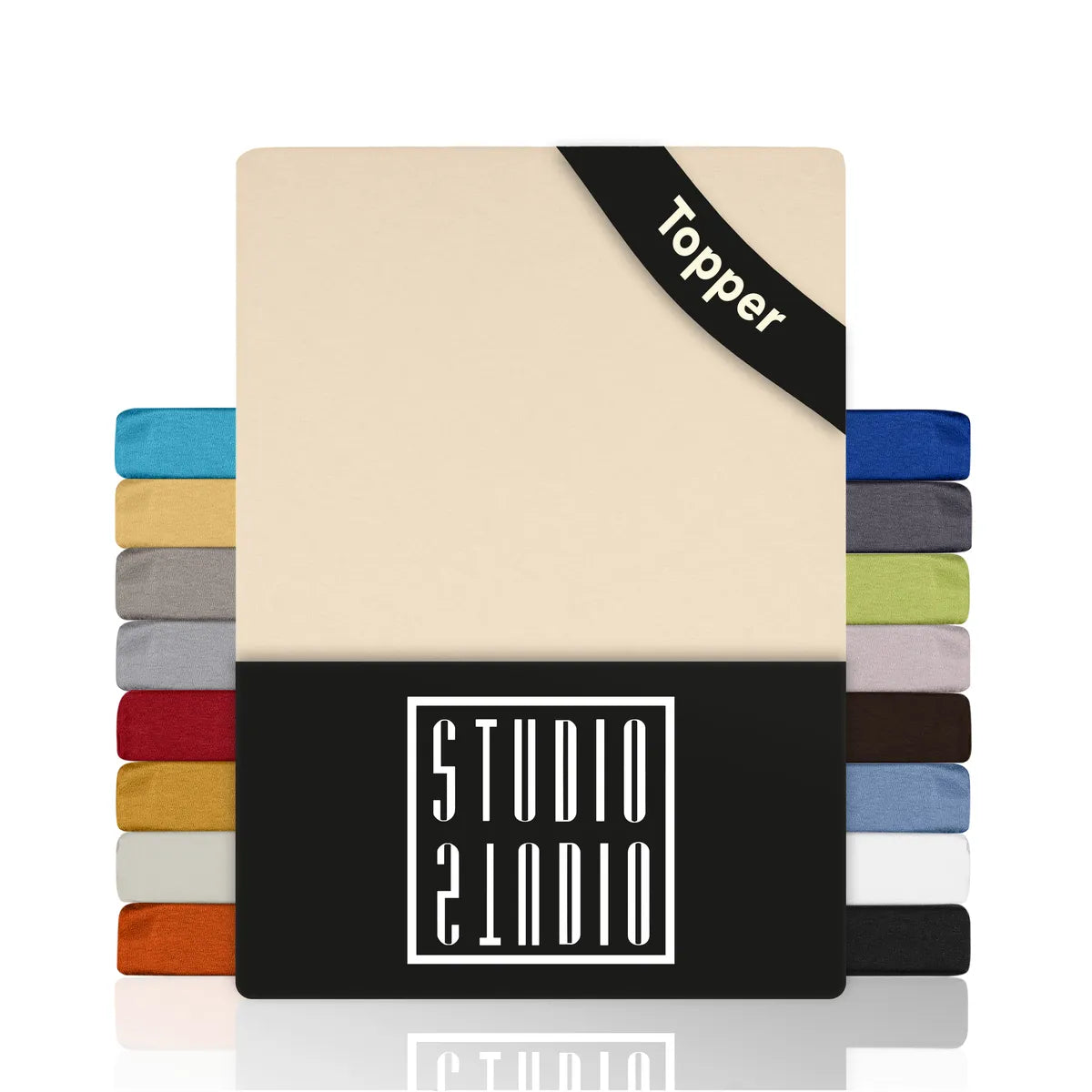 Topper Spannbettlaken 120x200 aus Jersey-Baumwolle - Creme - Verpackung