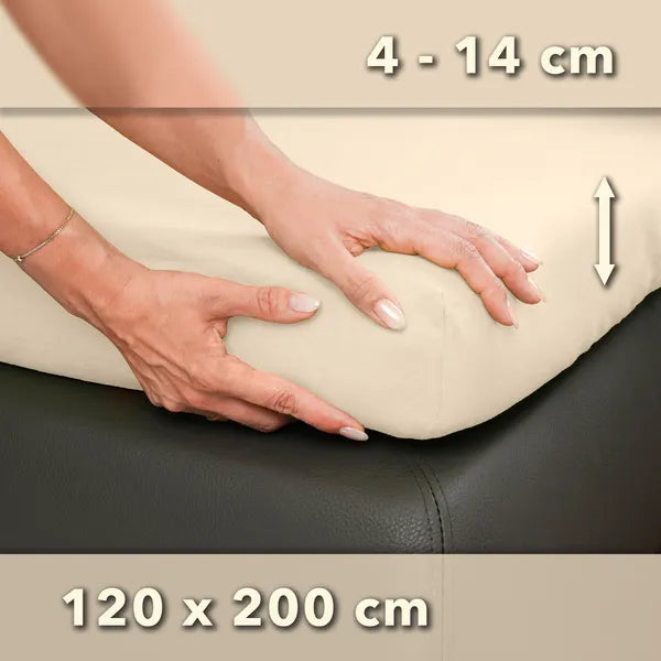 Topper Spannbettlaken 120x200 aus Jersey-Baumwolle - Creme - Größe - mobile