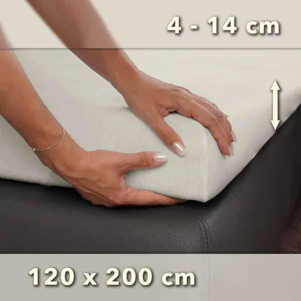 Topper Spannbettlaken 120x200 aus Jersey-Baumwolle - Schnee - Größe - mobile