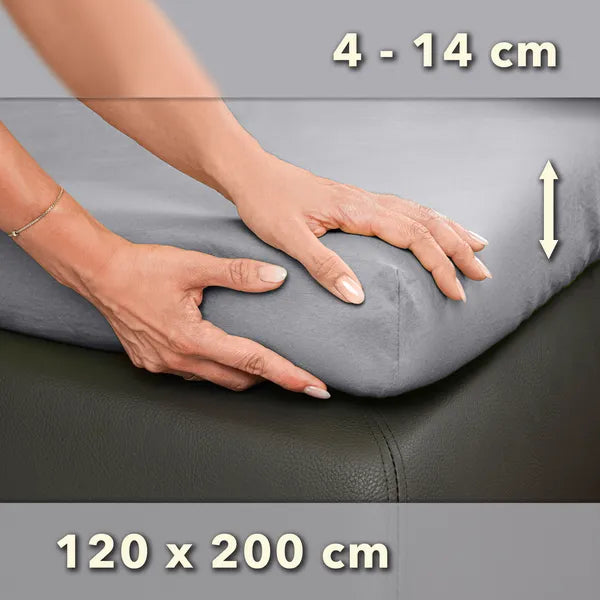 Topper Spannbettlaken 120x200 aus Jersey-Baumwolle - Silber - Größe - mobile