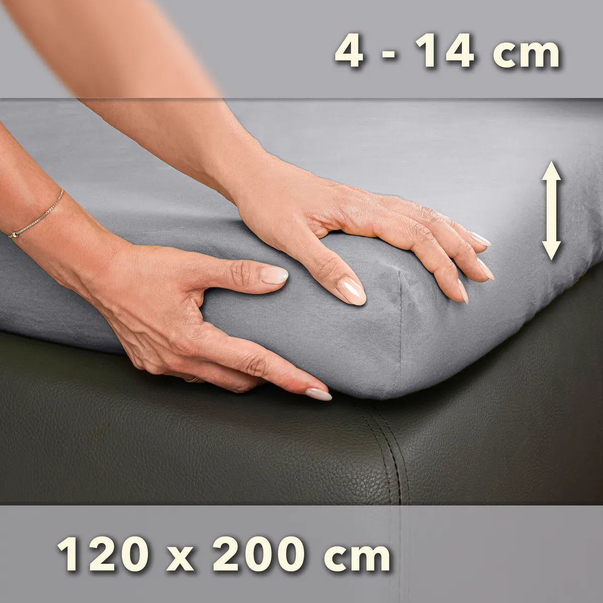 Topper Spannbettlaken 120x200 aus Jersey-Baumwolle - Silber - Größe