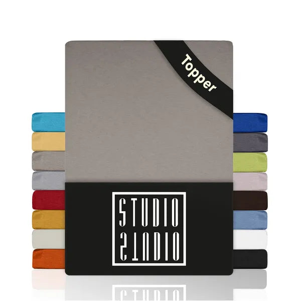 Topper Spannbettlaken 120x200 aus Jersey-Baumwolle - Taupe - Verpackung - mobile