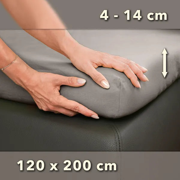 Topper Spannbettlaken 120x200 aus Jersey-Baumwolle - Taupe - Größe - mobile