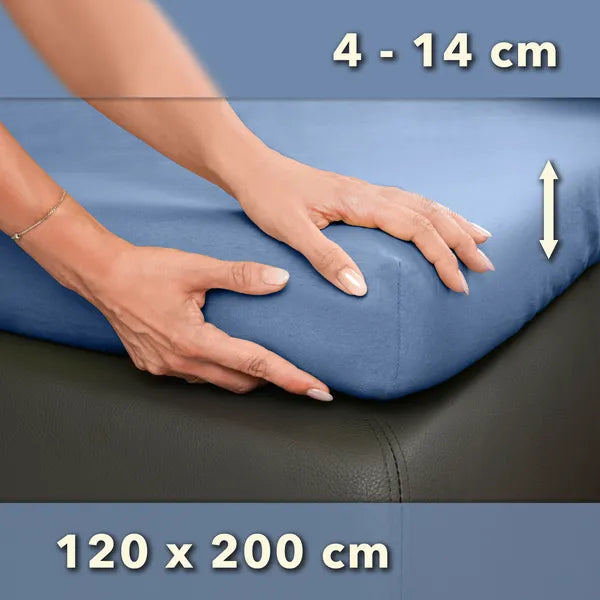 Topper Spannbettlaken 120x200 aus Jersey-Baumwolle - Mittelblau - Größe - mobile
