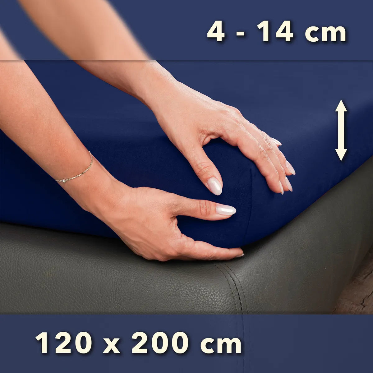 Topper Spannbettlaken 120x200 aus Jersey-Baumwolle - Marine - Größe