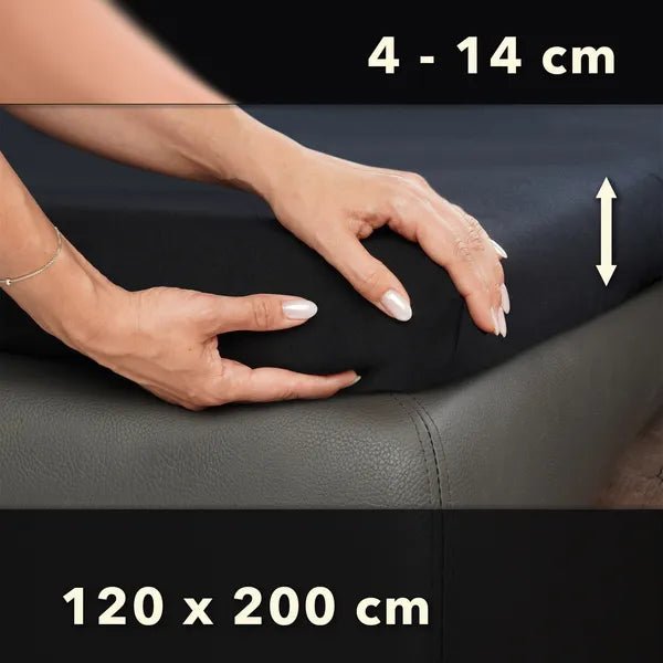 Topper Spannbettlaken 120x200 aus Jersey-Baumwolle - Schwarz - Größe - mobile