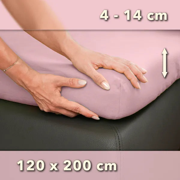 Topper Spannbettlaken 120x200 aus Jersey-Baumwolle - Puder - Größe - mobile