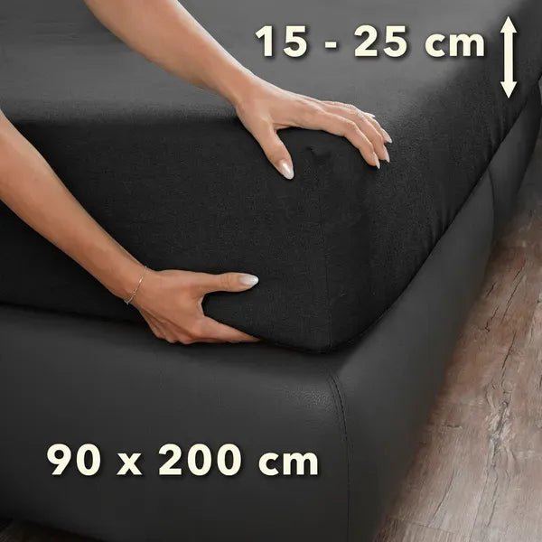 Basic Frottee Spannbettlaken 90x200 - Anthrazit - Größe - mobile