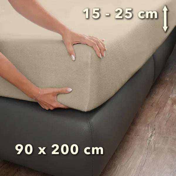 Basic Frottee Spannbettlaken 90x200 - Creme - Größe - mobile
