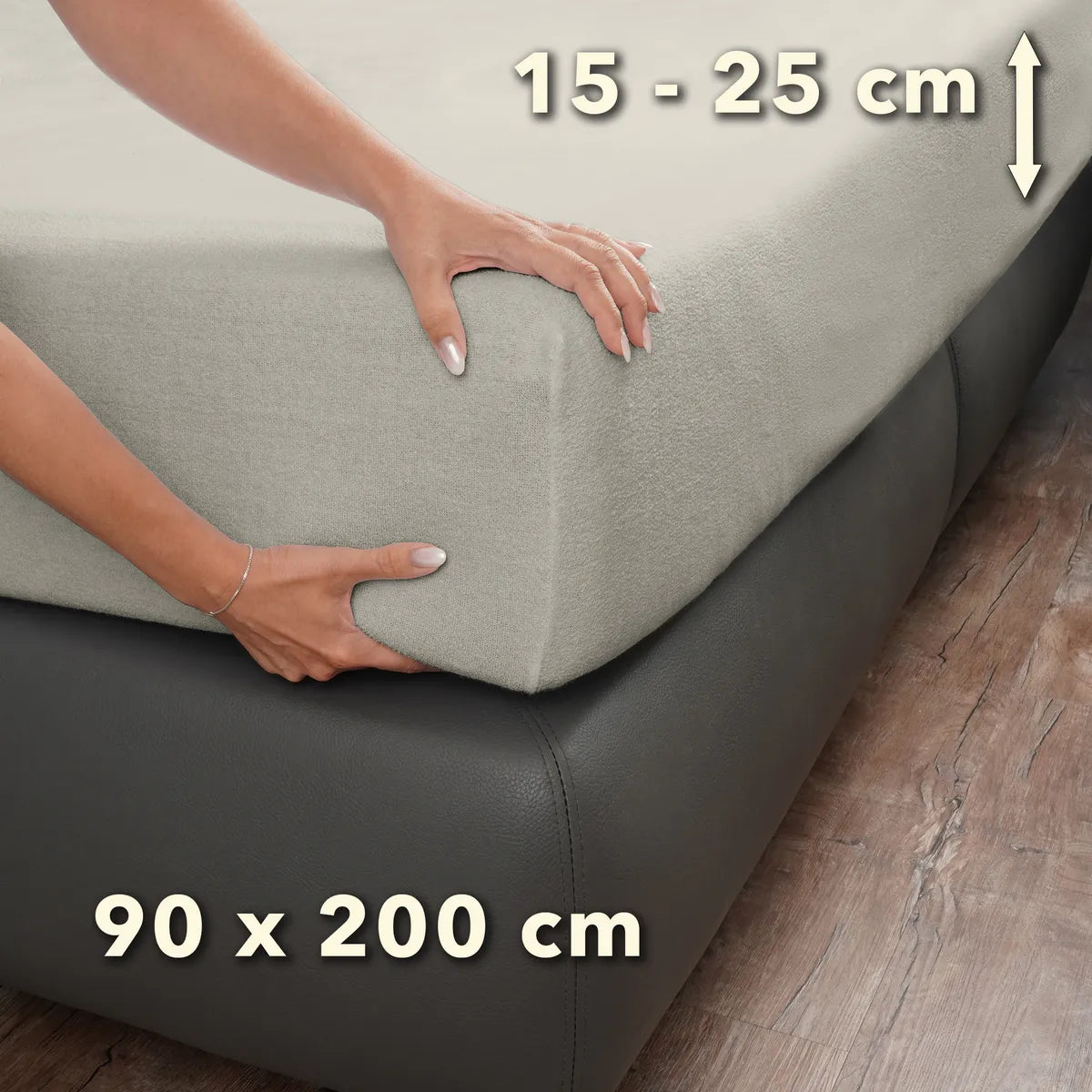 Basic Frottee Spannbettlaken 90x200 - Schnee - Größe