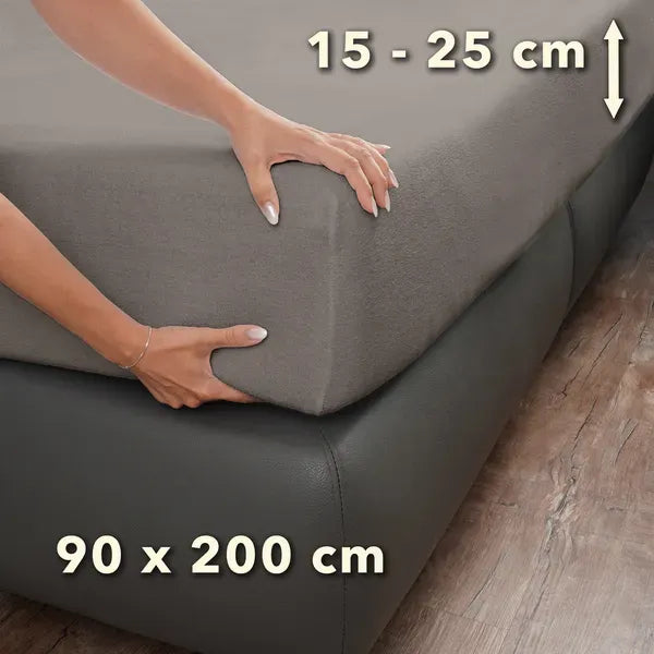 Basic Frottee Spannbettlaken 90x200 - Taupe - Größe - mobile