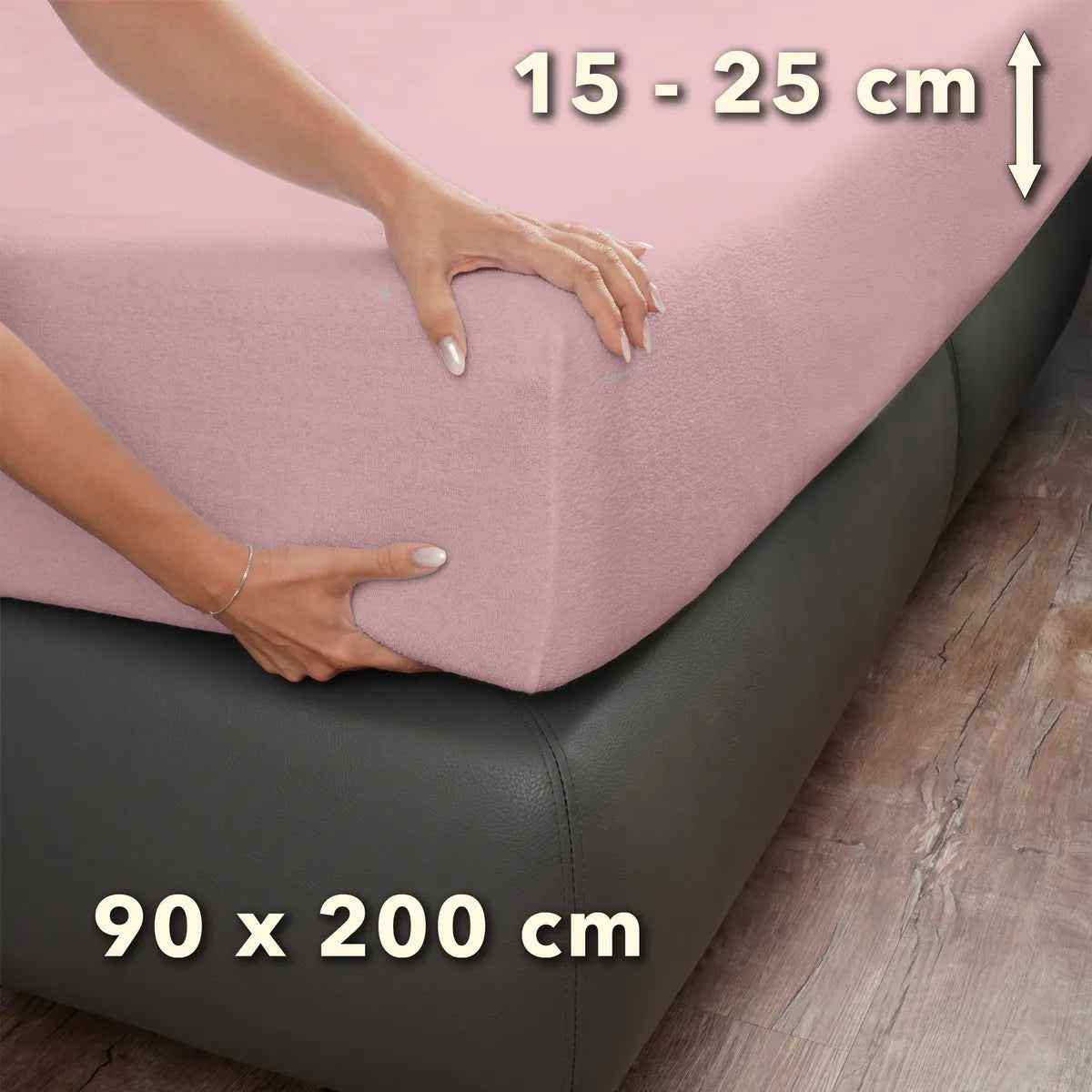 Basic Frottee Spannbettlaken 90x200 - Puder - Größe