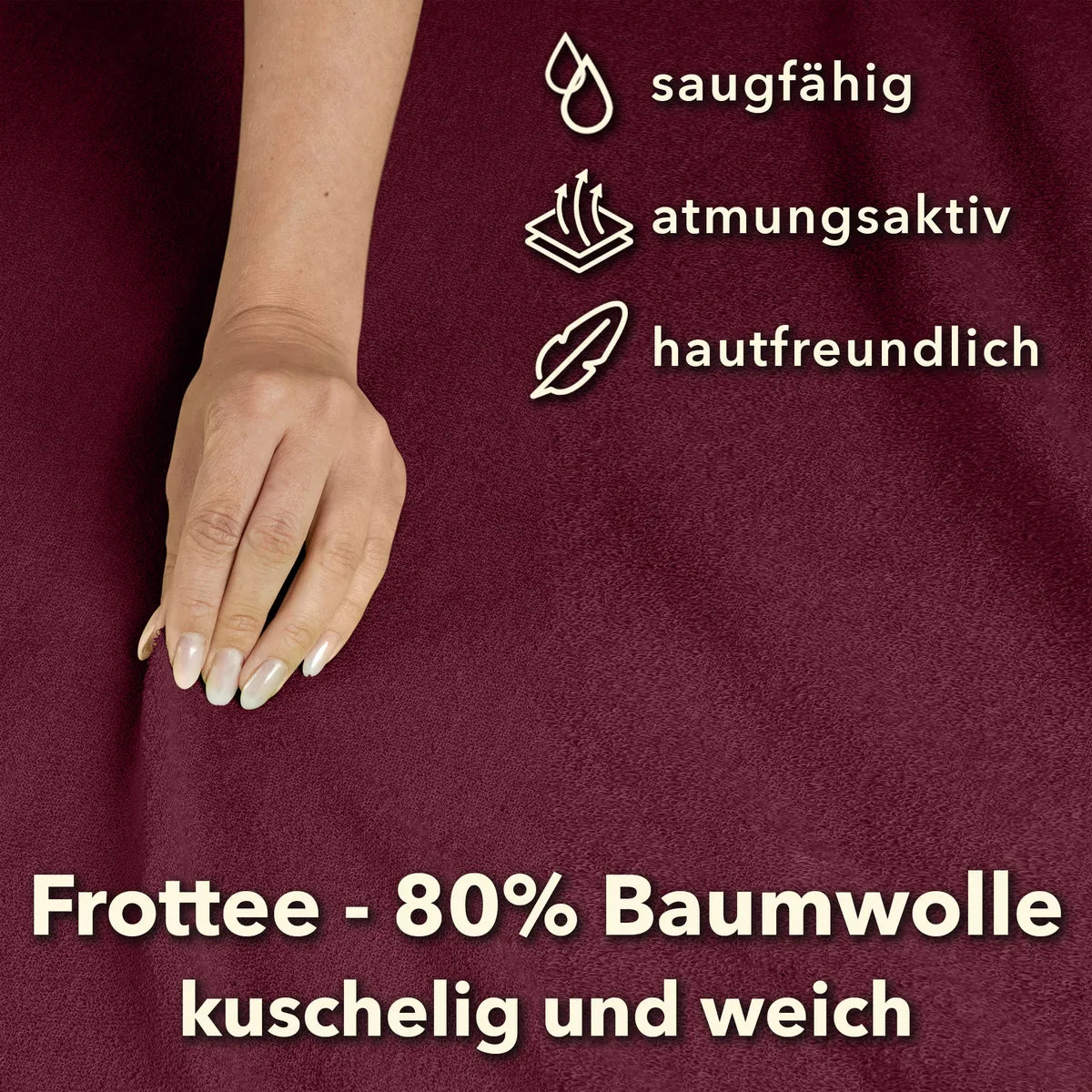 Basic Frottee Spannbettlaken 90x200 - Bordeaux - Eigenschaften