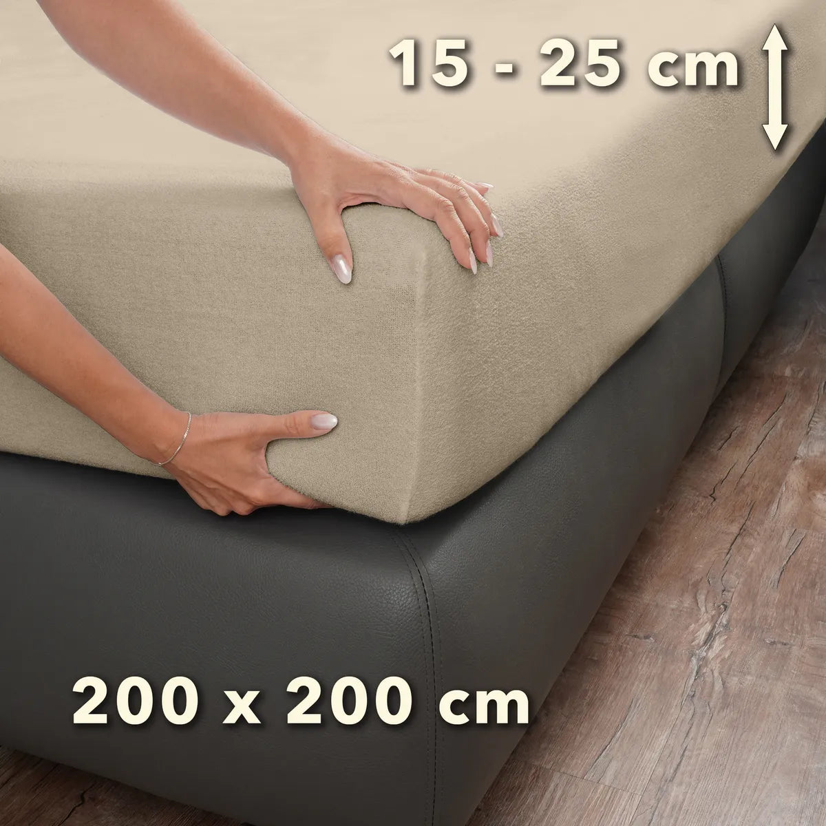 Basic Frottee Spannbettlaken 200x200 - Creme - Größe