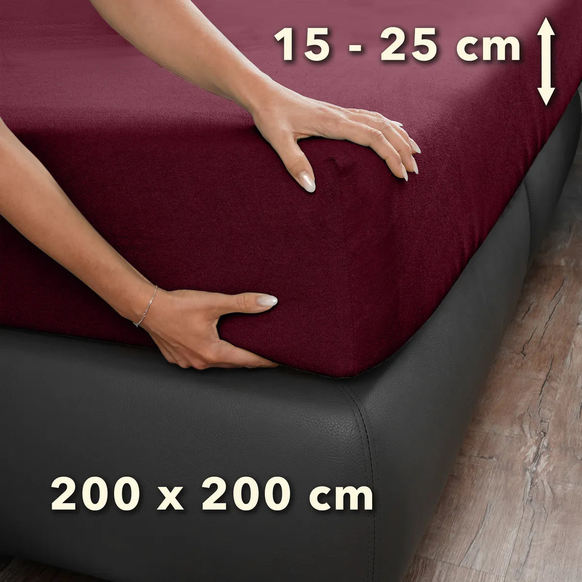 Basic Frottee Spannbettlaken 200x200 - Bordeaux - Größe