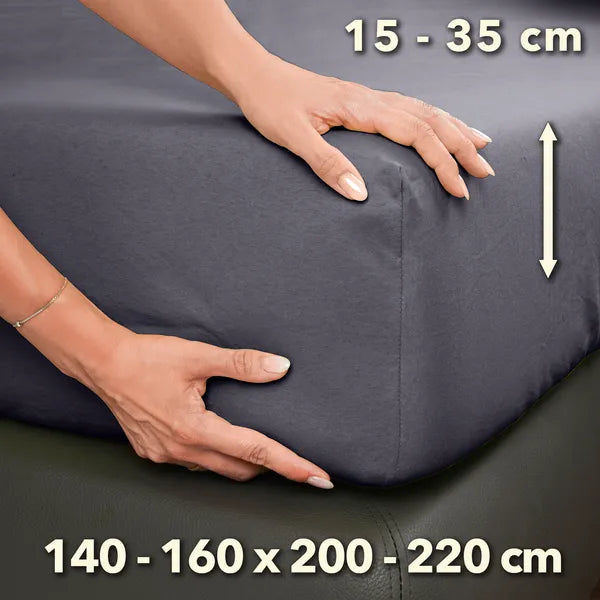 Premium Spannbettlaken 140x200 – passt bis 160x220 cm - Grau - Größe - mobile