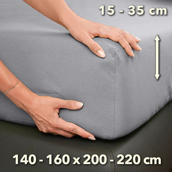 Premium Spannbettlaken 140x200 – passt bis 160x220 cm - Silber - Größe - mobile