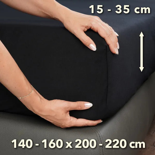 Premium Spannbettlaken 140x200 – passt bis 160x220 cm - Schwarz - Größe - mobile
