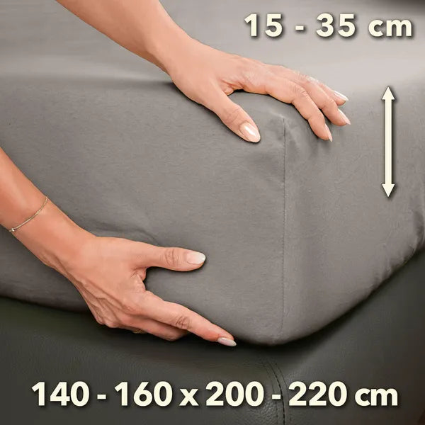 Premium Spannbettlaken 140x200 – passt bis 160x220 cm - Taupe - Größe - mobile