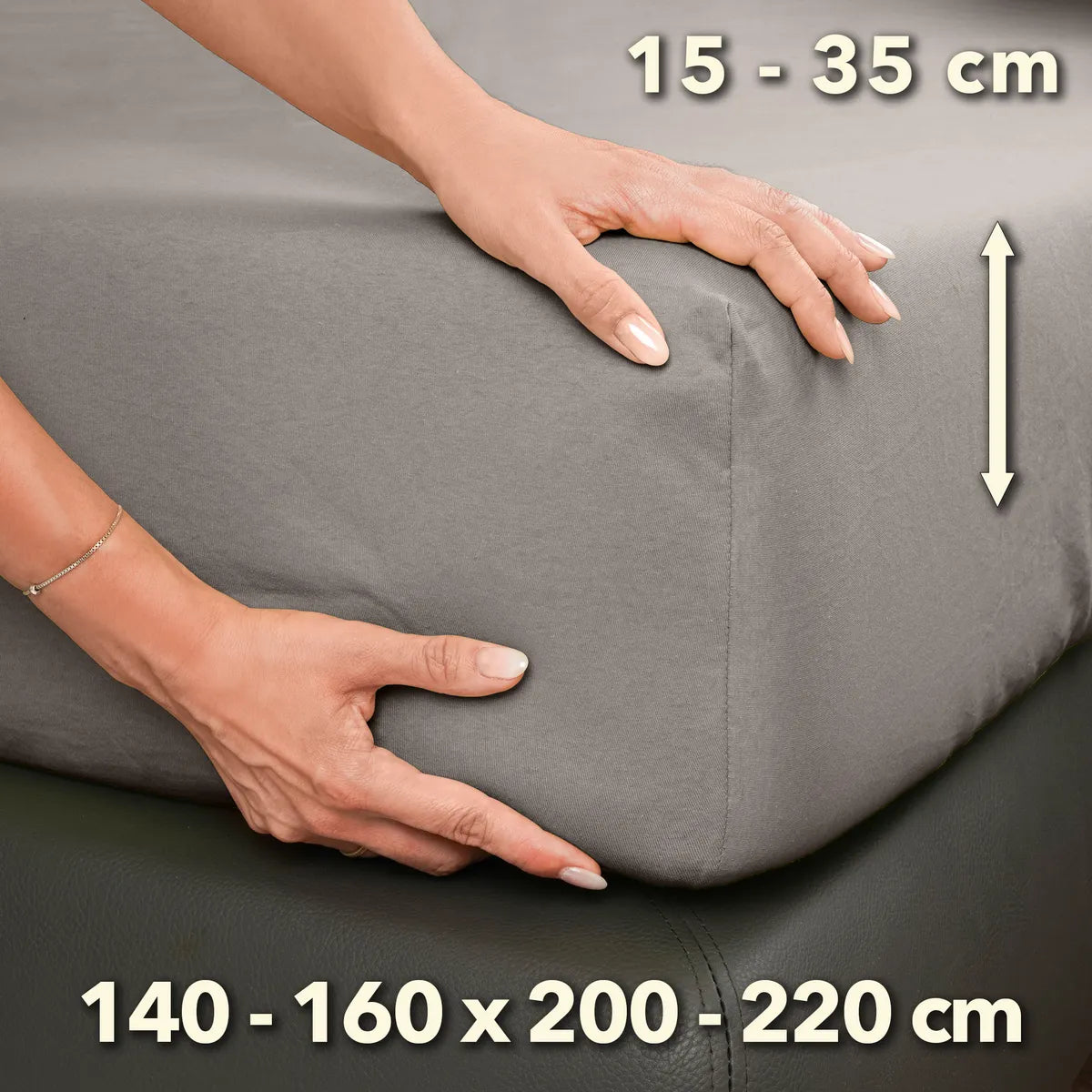 Premium Spannbettlaken 140x200 – passt bis 160x220 cm - Taupe - Größe