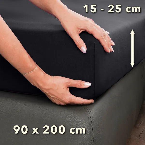 Basic Spannbettlaken 90x200 aus Jersey-Baumwolle in Anthrazit - Größe - mobile