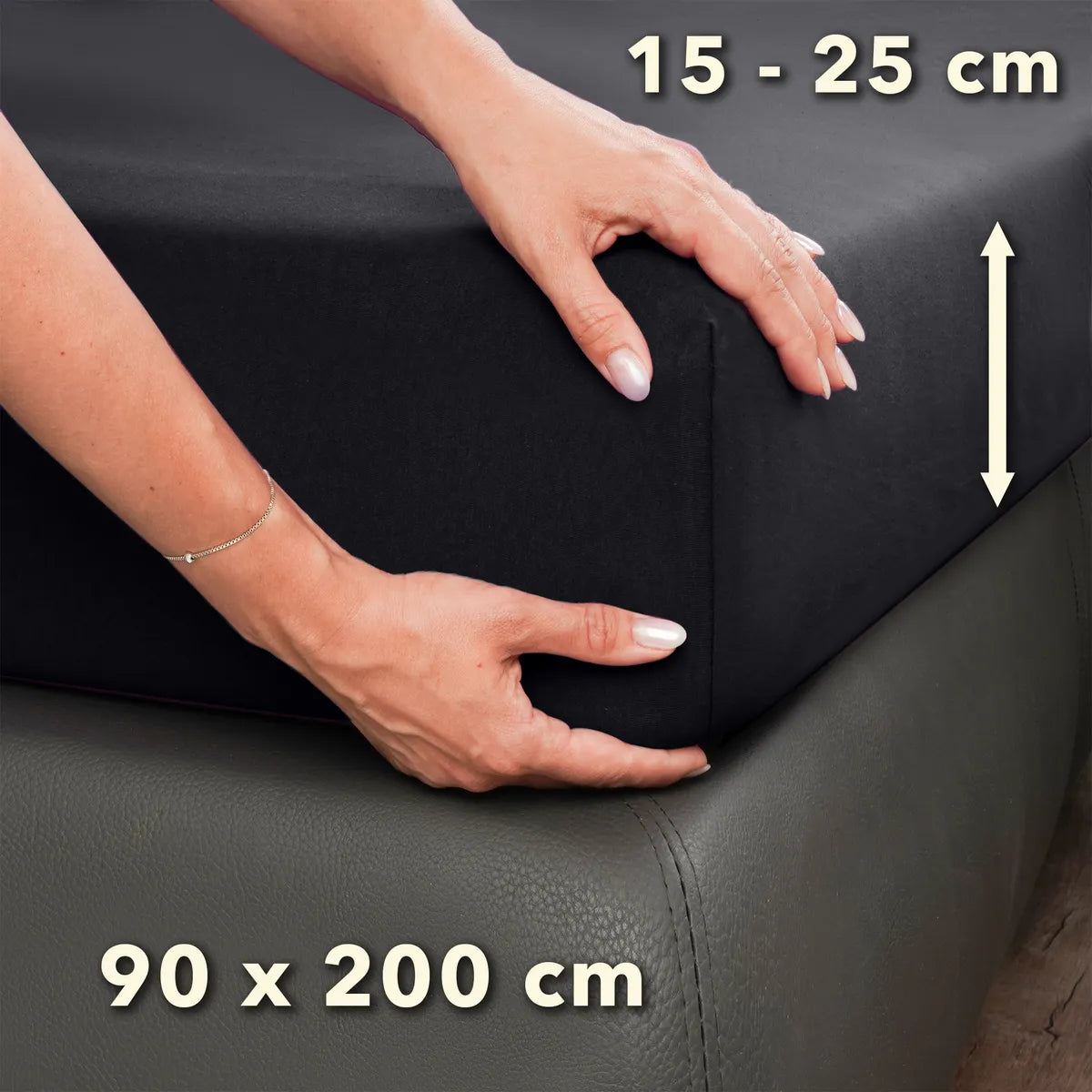 Basic Spannbettlaken 90x200 aus Jersey-Baumwolle in Anthrazit - Größe