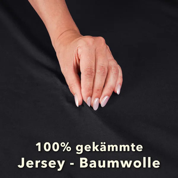 Basic Spannbettlaken 90x200 aus Jersey-Baumwolle in Anthrazit - Qualität - mobile