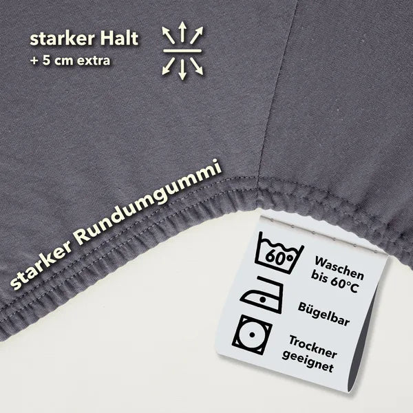 Basic Spannbettlaken 90x200 aus Jersey-Baumwolle in Grau - Pflege - mobile