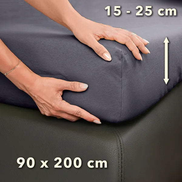 Basic Spannbettlaken 90x200 aus Jersey-Baumwolle in Grau - Größe - mobile