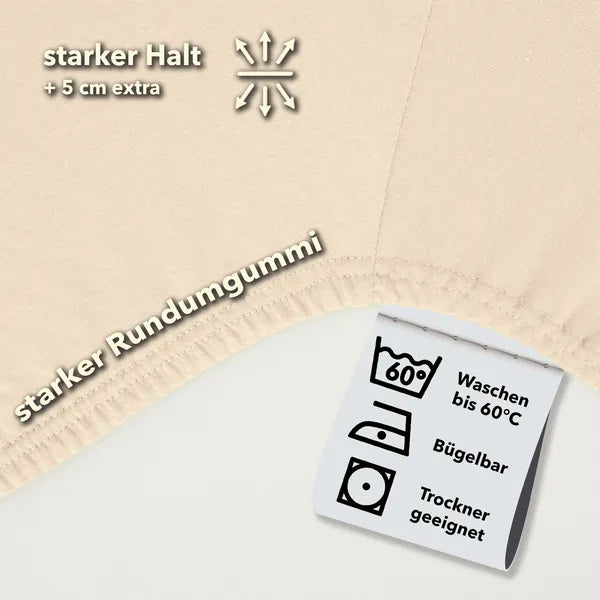Basic Spannbettlaken 90x200 aus Jersey-Baumwolle in Creme - Pflege - mobile