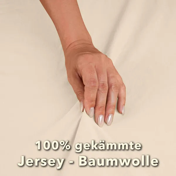 Basic Spannbettlaken 90x200 aus Jersey-Baumwolle in Creme - Qualität - mobile