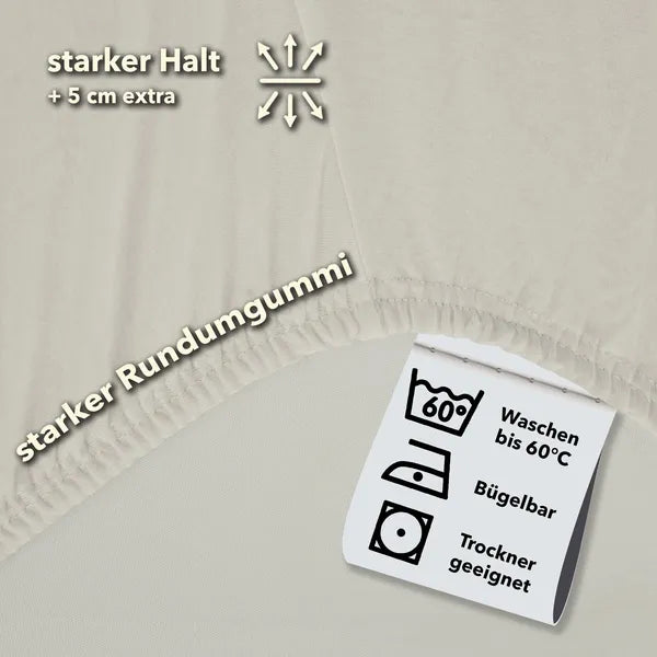 Basic Spannbettlaken 90x200 aus Jersey-Baumwolle in Schnee - Pflege - mobile