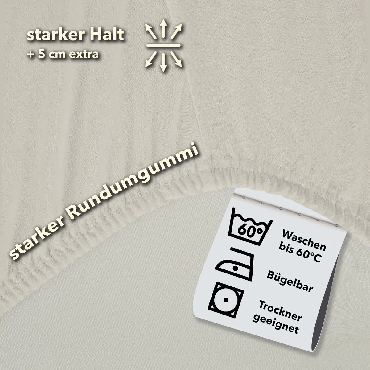 Basic Spannbettlaken 90x200 aus Jersey-Baumwolle in Schnee - Pflege