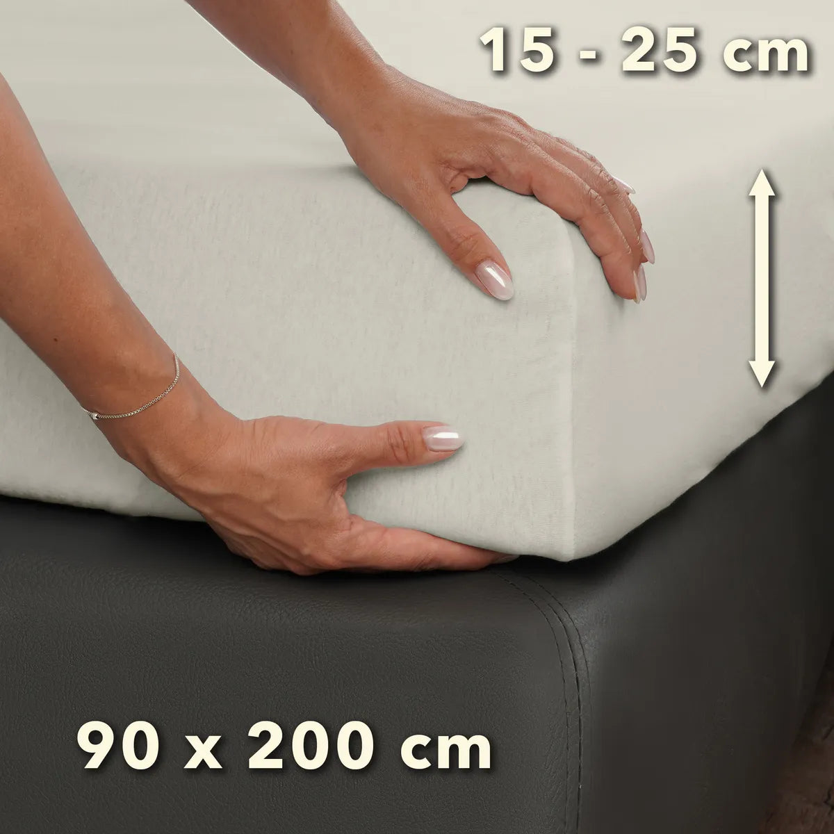 Basic Spannbettlaken 90x200 aus Jersey-Baumwolle in Schnee - Größe