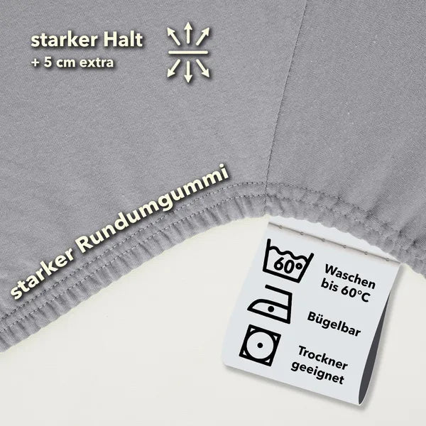 Basic Spannbettlaken 90x200 aus Jersey-Baumwolle in Silber - Pflege - mobile