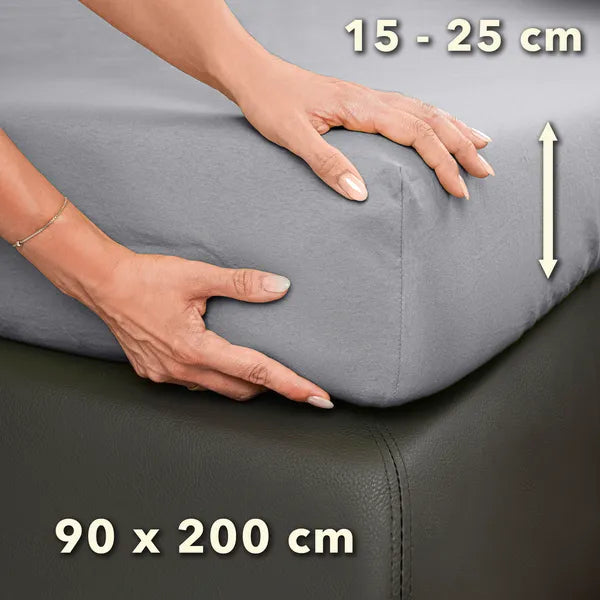 Basic Spannbettlaken 90x200 aus Jersey-Baumwolle in Silber - Größe - mobile