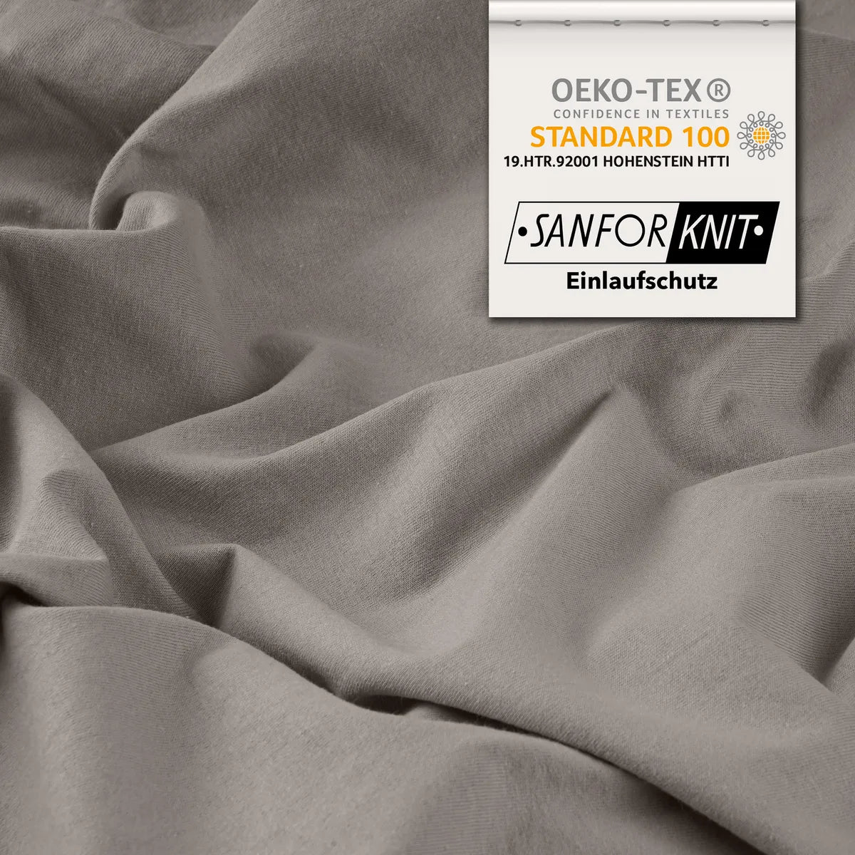 Basic Spannbettlaken 90x200 aus Jersey-Baumwolle in Taupe - Detail