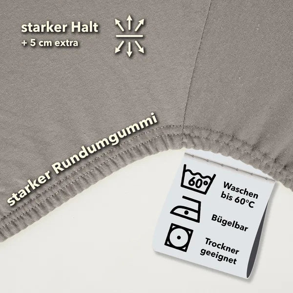 Basic Spannbettlaken 90x200 aus Jersey-Baumwolle in Taupe - Pflege - mobile